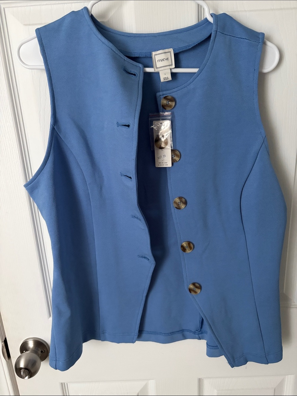 Mauve Sleeveless Button-Front Tunic in Light Blue